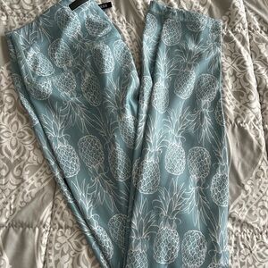 Stylish Pineapple Print Leggings - Blue